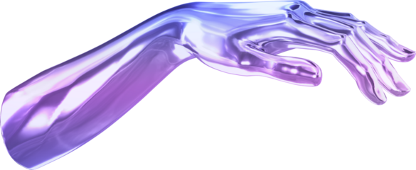 3D Iridescent Hand Reaching and Grabbing Gesture, Futuristic Holographic Human Arm for Interaction Design