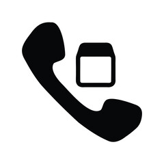Simple Black and White Illustration of an Incoming Phone Call Reminder Icon