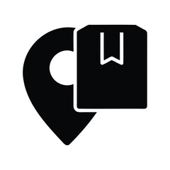 Location pin with delivery package, signifying package tracking and delivery location