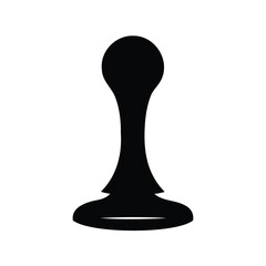 A black silhouette of a chess pawn piece against a white background