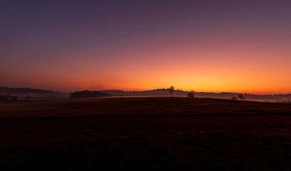 sunset at the nature in the landscape morning