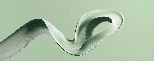 Elegant Abstract Flowing Form with Subtle Metallic Sheen on a Gradient Green Background