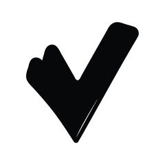 Bold black check mark on white background for positive affirmations or approval