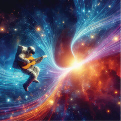 Astronaut Playing Guitar in Outer Space. © Ridwan