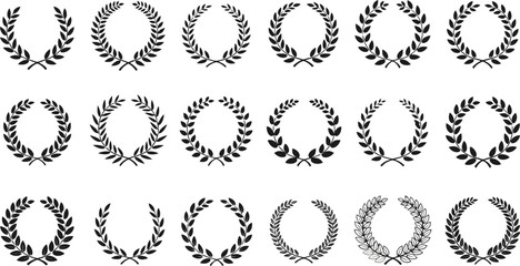 Black laurel wreath with Film Awards design elements. Premium insignia, traditional victory symbol on white background. © CreatAr8