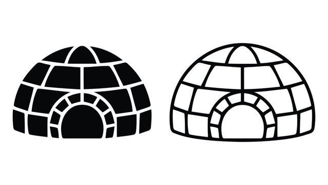 A set of four igloo illustrations in different shades of black and white