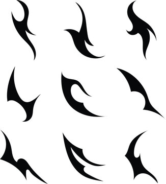 Cyber Sigil Abstract Symbol Set Futuristic Tech Vector