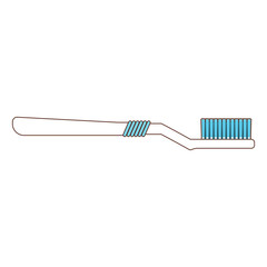 White toothbrush with blue bristles cartoon cute