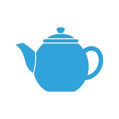 Obraz premium Blue teapot vector clipart isolated, simple kitchen utensil silhouette illustration