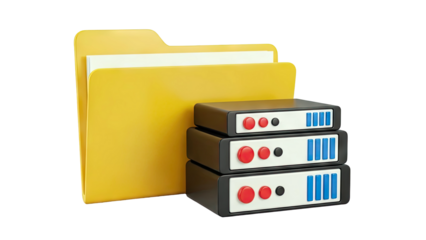 3D Icon of Folder and Server Stack