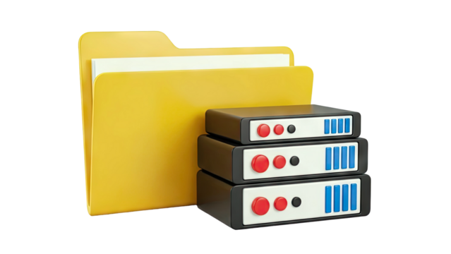 3D Icon of Folder and Server Stack - Powered by Adobe