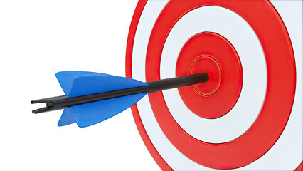 Arrow hitting bullseye on target