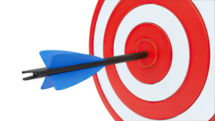 Arrow hitting bullseye on target