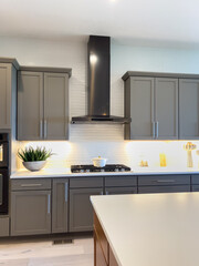 Contemporary kitchen with dining table view