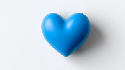 Fototapeta premium A Vibrant Blue Heart Symbol on a Clean White Background, Symbolizing Love, Health, and Support. Ideal for Medical, Charity, and Emotional Wellness Projects. Modern and Minimal