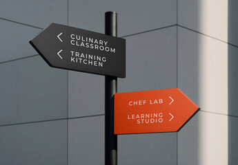 Culinary Direction Signpos tMockup Outdoors PSD