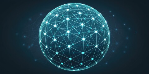 Abstract global network visualization, interconnected points forming a sphere, cyan highlights, sleek futuristic look, light background