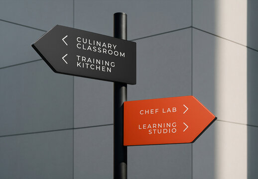 Culinary Direction Signpos tMockup Outdoors PSD
