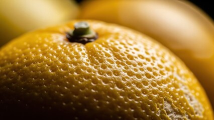 Close-up of a vibrant orange fruit with textured skin.