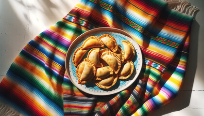 Festive Feast: Empanadas on a Colorful Serape