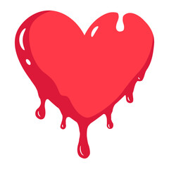 Stylized Melting Red Heart Vector Illustration of Love and Pain