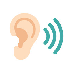Ear listening sound waves vector clipart for hearing and audio concepts