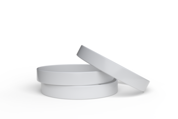 Blank white silicone wristbands mockups isolated on background. Empty event wrist bands plastic event bracelet for festival access, admission control, hand entrance event, wristlet, concert armlet