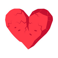 Stylized Geometric Broken Heart Symbol of Grief and Pain