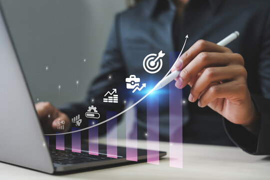 Business growth strategy and financial performance analysis with digital chart interface - Powered by Adobe