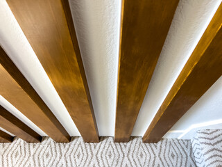 Vertical Wood Stair Slats With Patterned Carpet