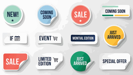 Fototapeta premium Sales Stickers with Sale New Coming Soon Just Arrived
