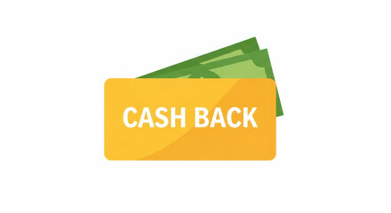 Cash back promotional banner featuring stylized dollar bills, designed for financial marketing and consumer incentives in digital advertising
