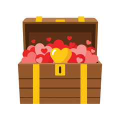 Treasure Chest Full of Hearts Vector Clipart for Love and Valentine Designs