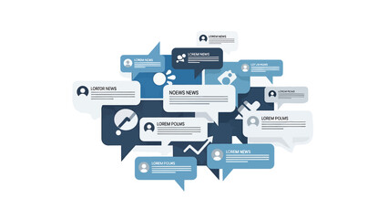 Social Media Communication Bubbles on White Background