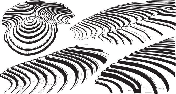 Black and white abstract zebra pattern designs on paper