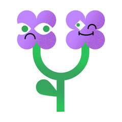 Happy and Sad Flower Faces Contrasting Emotional Design with Grainy Texture