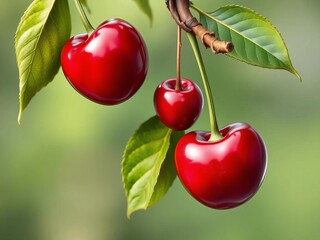 Sweet cherry art print, nature inspired organic food design for t-shirts,  fresh day, cherry