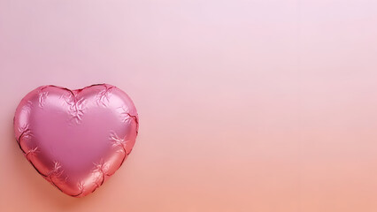 Obraz premium Valentine's day pink heart shaped balloon on pastel background