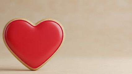 Obraz premium Valentine's day heart shaped cookie on beige background