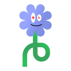 Cute Grainy Flower Character Illustration on White