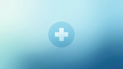 Obraz premium Blue medical cross icon on soft gradient background conveying healthcare and calm