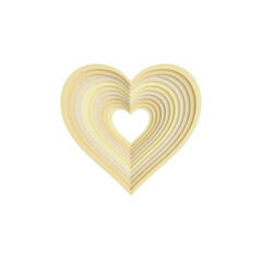 Shiny 3D yellow heart vector illustration as a romantic symbol of love and passion for Valentine's Day or wedding design