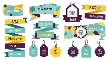 Collection of Colorful Sale Banners and Tags