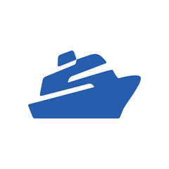 Simple blue cruise ship or passenger liner icon isolated vector illustration.