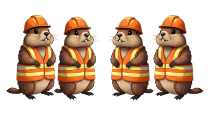 Groundhog day construction worker isolated on transparent background