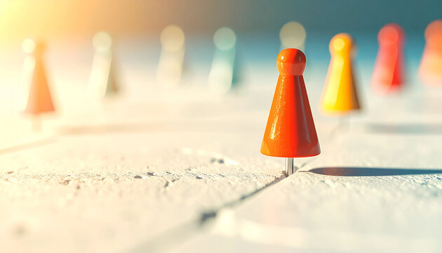 Pinpoint the Strategy: A strategic array of colorful pushpins punctuate a detailed map, representing a plan and precise points, suggesting the essence of planning and coordination.