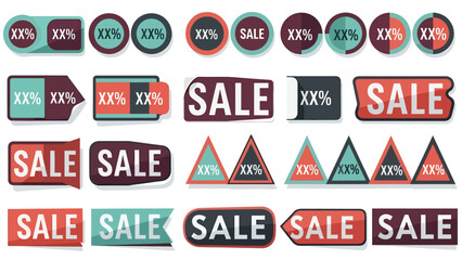 Collection of Flat Style Sale Sign Stickers