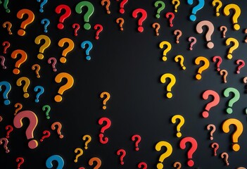 Intriguing background of numerous question marks on dark backdrop,  concept,  suspense