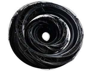 Fototapeta premium Complex, metallic spiral structure, creating a dark tunnel within sphere