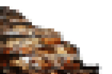 Abstract colored pixel mosaic  texture on transparent background